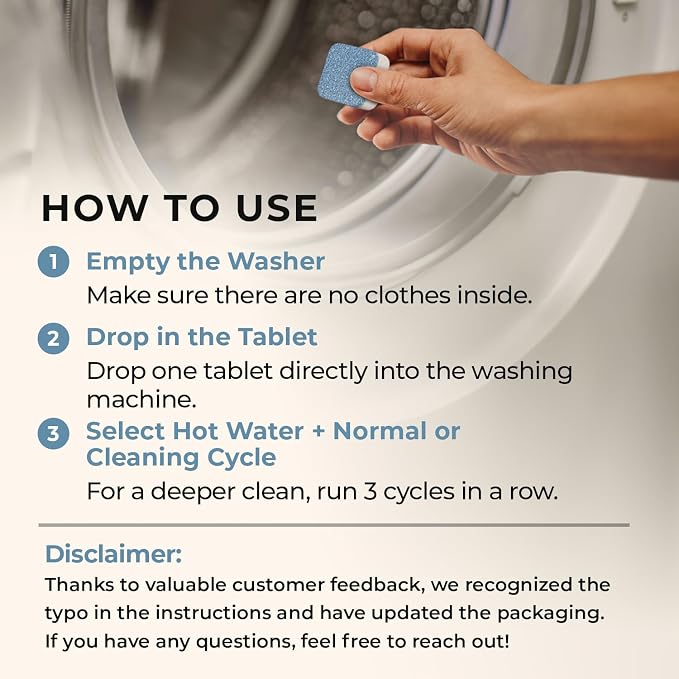Washing Machine Cleaner Tablets, Ocean Scent, 24 Pack | Ocean scent. Removes detergent buildup, hard water deposits, grime & odor residue. HE, front load, top load. 24 tablets.