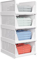 4 Pack Stackable Closet Storage Basket - Stackable Storage Bins | Multifunctional & Foldable Closet Organizer Waterproof, Wardrobe Cupboard Space-Saving Storage Drawer Organizer