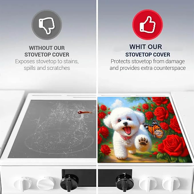 HOMETITUTE Rose Puppy Stove Top Cover 28x20 Heat Resistant Diatomite Mat
