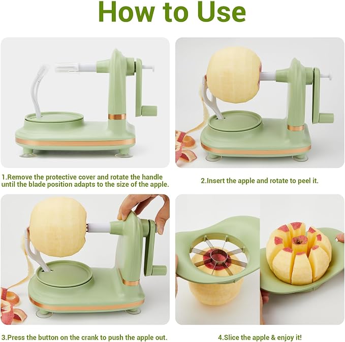 Apple Peeler, 8 Wedges Apple Peeler Slicer Corer, Apple Slicer, Stainless Steel Blades