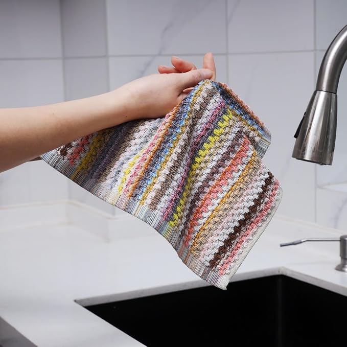 Kitchen Dish Cloths for Washing Dishes, 100% Cotton Dishcloths | High Absorbent, for Cleaning Drying Wiping, Dish Rags, Quick Dry, Kitchen Wash cloths 12x12 Inches