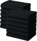 Homaxy 100% Cotton Terry Kitchen Towels(15" x 25", 12 Pack), Black | Soft and Super Absorbent Dish Towels, 380 GSM Reusable Tea Towel with Hanging Loop, Pineapple Grid Designed