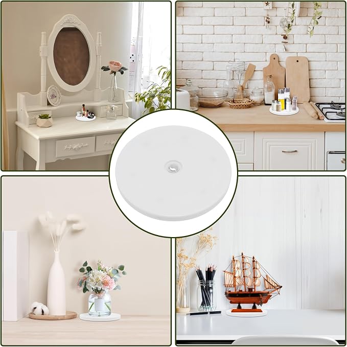 2Pcs White Acrylic Lazy Susan 6 Inch Turntable Organizer Bearings | Mini Lazy Susan, Small Lazy Susan Turntable, 360° Rotating Swivel Plate for Spice Rack, Cosmetic, Cake, Pantry, DIY Display