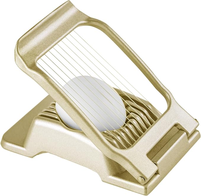 Multipurpose Heavy Duty Aluminium Egg Slicer, Stainless Steel Wire, Gold | Not Dishwasher Safe, Rust Resistant, Egg Cutter for Hard Boiled Eggs, Soft Food and Soft Fruit, Salads, Butter, Cheese, Spam