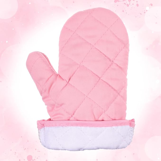 Oven Mitts and Pot Holders Sets, 2 Pcs Heat Resistant 500 °F, Extra Thicken Long Kitchen Cotton Oven Mitt Pot Holder for Cooking Baking Grilling (Pink)