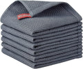 Nialnant 100% Cotton Waffle Weave Kitchen Towels,6 Pack Dish Cloths for Washing Dishes,Kitchen Dish Towels 12x12 Inches,Dark Gray