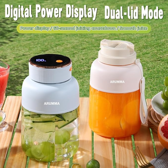 Portable Juice Cup Blender for Smoothies Shakes Fruit Crush Baby Food Maker with Screen 47oz 1350ML USB Cordless Powerful Blades Blending Portable Smoothie Blender for Small Ice Kitchen Outdoor