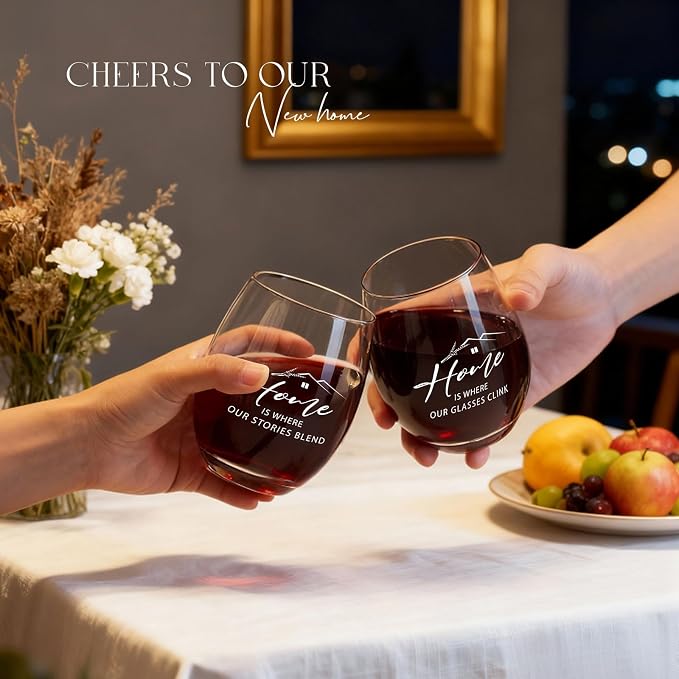 AW BRIDAL House Warming Gifts New Home Wine Glasses and Decanter Set, 2026 Closing Gifts for Home Buyers and Homeowner, New Apartment Gift Basket for Women Friend, First House Gift for Couple Newlywed