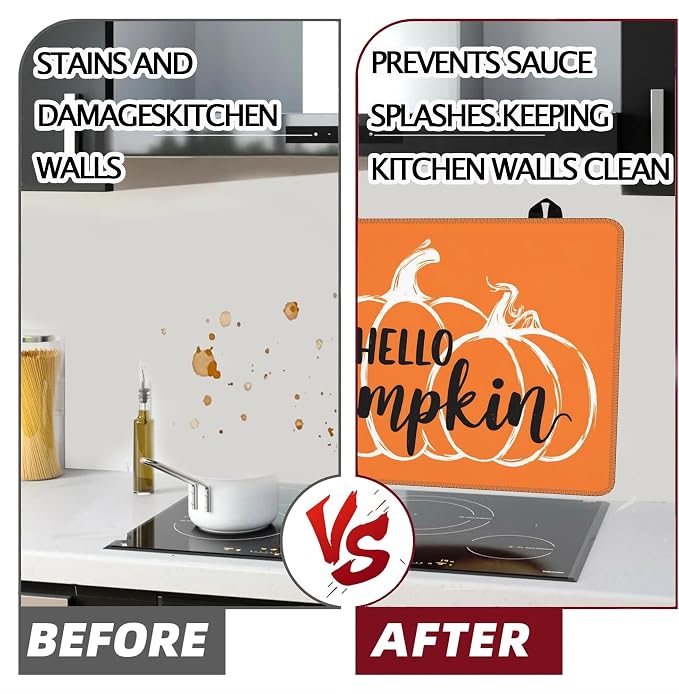 Thanksgiving Stove Top Cover for Electric Stove 28" x 20" Hello Pumpkin Glass Flat Heat-Resistant Top Stove Mat Oven Induction Cooktop Mat for Kitchen Ceramic Countertop