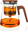 ZENS Magnetic Glass Infuser Teapot for Loose Tea, 27oz Walnut Wood Handle | Magic Teapot with Infuser, Echanted Tea Maker, Mess-Free Loose Leaf Tea Diffusers for Tea lover Gifts
