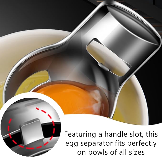 Egg Separator Egg Yolk Separator Egg Separator for Raw Eggs | Food Grade Stainless Steel,Kitchen Baking Gadgets，Easy to Use for Baking & Cooking,Fits Various Bowl Rim Thicknesses