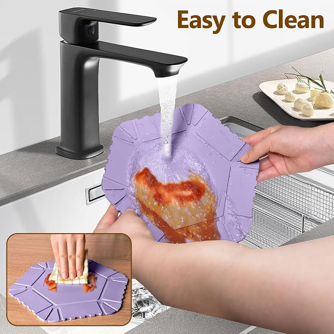 Magnetic Silicone Trivet Mat - Heat Resistant Hot Pad for Hot Dishes, Pots & Pans, Non-Slip Table & Countertop Protector (Purple, Hexagon)