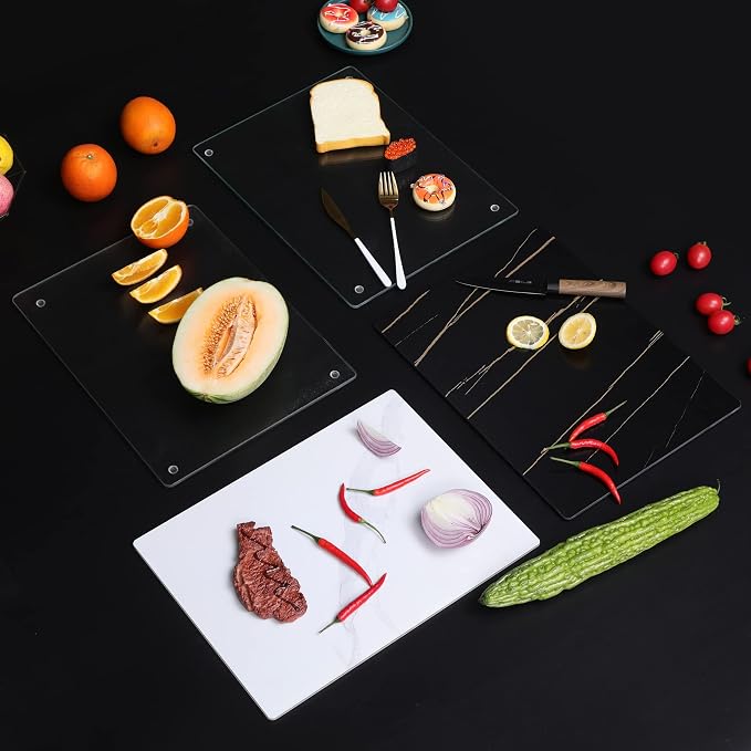 Murrey Home Glass Cutting Board for Kitchen Counter, Tempered Glass Chopping Boards Dishwasher Safe, Small Clear Countertop Tray, Scratch Resistant, Heat Resistant, Non Toxic, Clear, 20"x16"