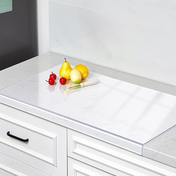 Wesiti Large Acrylic Cutting Board with Lip Non Slip 36"L X 24"W Clear Cutting Board Chopping Acrylic Countertop Protector Cover Shatter Resistant for Home Restaurant Kitchen Sink Stove