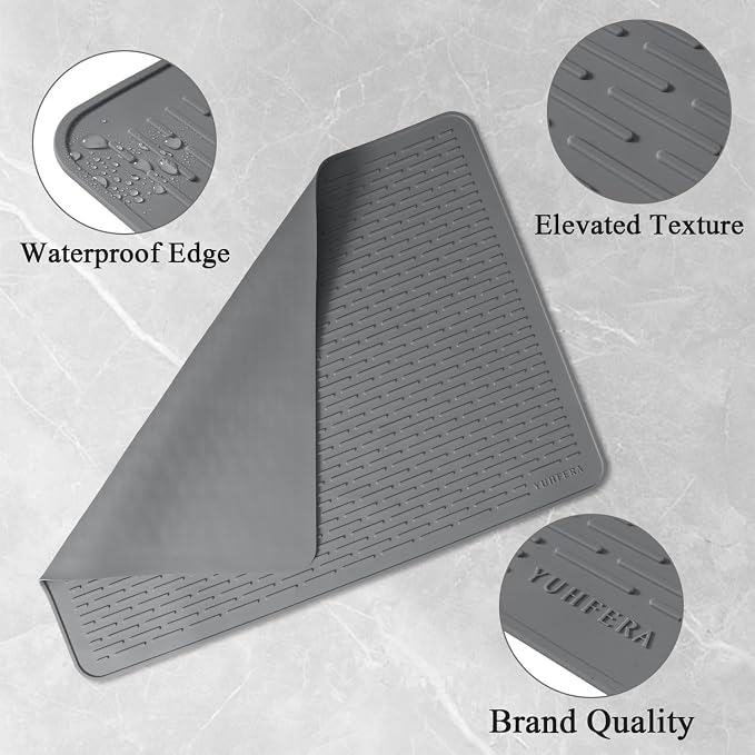YUHFERA Stove Top Cover for Electric Stove - Silicone Stove Mat for Glass Top, Glass Cooktop Protector, XL Dish Drying Mats for Kitchen,Oven Covers for Electric Stove (Gray,30 x 21)
