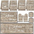 10 Pcs Kitchen Decor and Accessories Set, Farmhouse Brown | Rustic Wood Baking 4 Dish Towels Kitchen Rugs 2 Oven Mitts 2 Pot Holders, Home Decor for Cooking Baking BBQ Housewarming