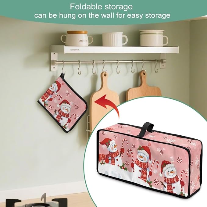 ZDCUSTOM Christmas Toaster Cover 2 Slice Pink Snowman Toaster Covers Long Slot Slim Dust Protector, Machine Washable Thin Small Appliance Covers for Kitchen