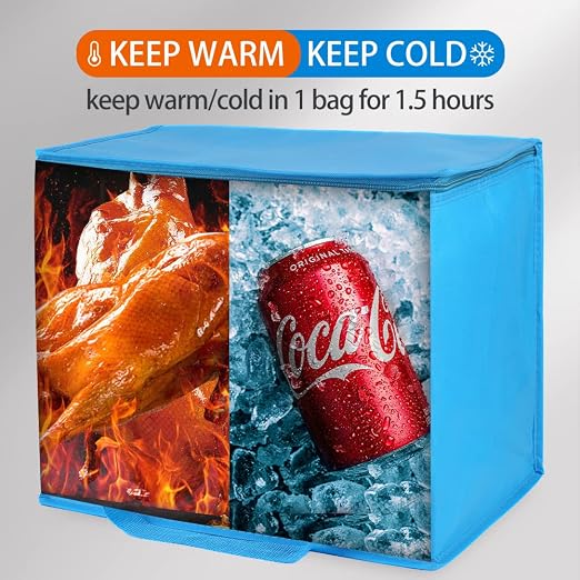 Bodaon 5-Pack Cooler Insulated Food Delivery Bag, Thermal Hot Pizza, X-Large Bags for Grocery/Catering/Shopping, Rideshare Delivery Bag, Large Cold Frozen Accessories, Blue