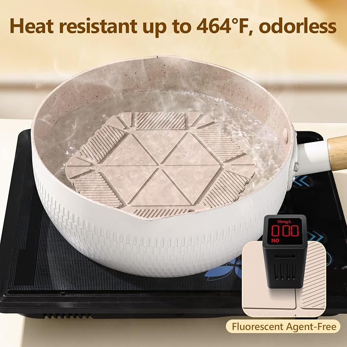 Magnetic Silicone Trivet Mat - Heat Resistant Hot Pad for Hot Dishes, Pots & Pans, Non-Slip Table & Countertop Protector (Beige, Hexagon)