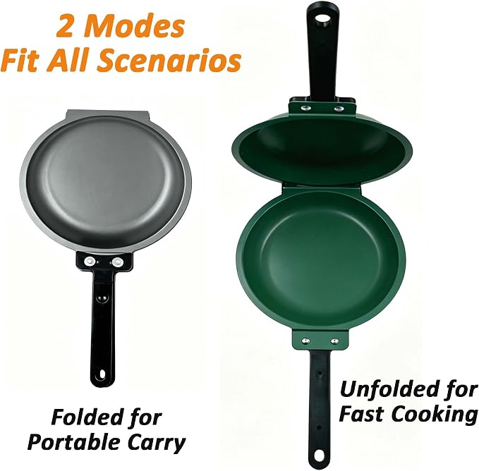 Upgraded Gray and Green Double Sided Pan, Water-Based Non-Stick Coating Flip Frying Pan for Home Kitchen, Hotel and Restaurant, Pancake Maker, Omelette Maker, Featuring Gas Or Electric Stove Cooking