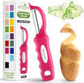 Spring Chef Swivel Vegetable Peeler for Kitchen w/Soft Grip Handle, Pink | Premium Potato Peeler w/ Ultra Sharp Stainless Steel Blades, Multifunctional Veggie Peeler for Apple, Carrot, Cucumber, Fruit