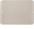 MicoYang Silicone Dish Drying Mat — Quick-Dry Ridges Counter & Sink Pad, Heat-Resistant Trivet to 450°F, Non-Slip & Dishwasher Safe, Roll-Up Storage, 18 Colors & 9 Sizes (Tapioca, 16"×12")
