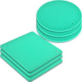 homEdge Silicone Square Trivets Mat, 6 Packs Multipurpose Non Slip Heat Resistant Pot Holder-Mint Green
