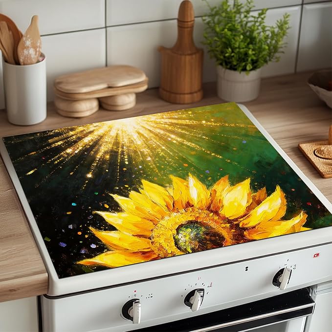 HOMETITUTE Spring Stove Top Cover 28x20 Sunflower Inspirational Art Heat Resistant