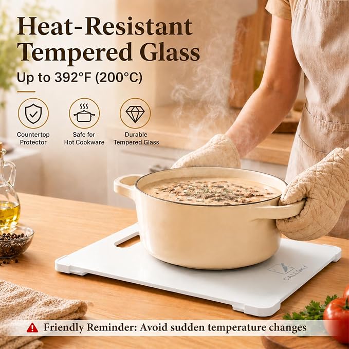 16x12 White Tempered Glass cutting boards for kitchen dishwasher safe | Non-Slip Corner Guards,Shatter-Resistant,Scratch-Resistant,Food-Safe & Non-Toxic,large cutting board