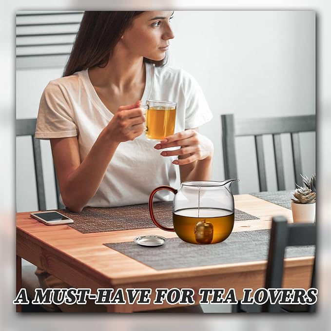 Yoassi 2 Pack Tea Infusers for Loose Tea, Extra Fine Mesh 18/8 Stainless Steel Tea Strainers, Loose Leaf Tea Steeper Tea Ball Tea Diffuser Tea Holder with Extended Chain Hook and Drip Tray