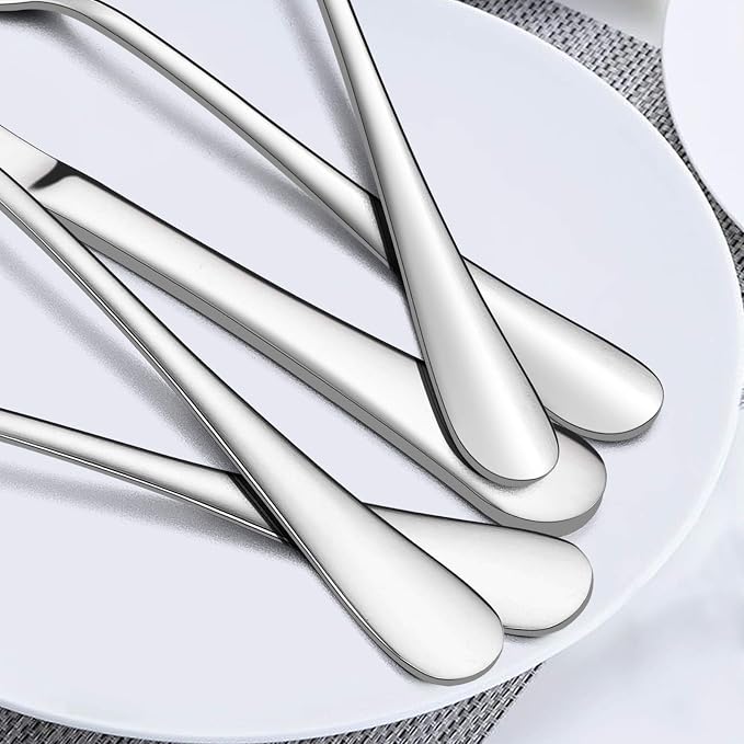 Silverware Set, 40-Piece Flatware Set, E-far Stainless Steel Eating Utensils Service for 8, Dinner Knives/Forks/Spoons, Simple & Classic Design, Mirror Polished & Dishwasher Safe