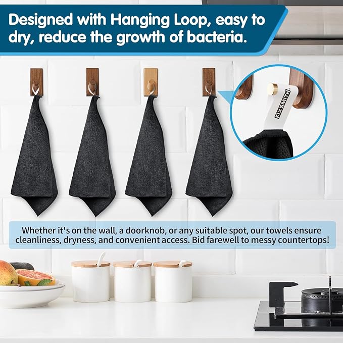 Black Microfiber Cleaning Cloth -Pack of 24, Highly Absorbent Cleaning Rags, 16"X12" All Purpose Cleaning Towels for Housekeeping, Kitchen, Car, Lint Free and Reusable Microfiber Towels