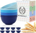 Wheat Straw Bowls, 8 PCS Microwave Safe Bowl Unbreakable for Salad, Soup, Cereal, Oatmeal, Reusable Plastic Bowls for Kithen, Family, Camping, Party, Dishwasher Safe, 26 OZ (Gradient Blue)