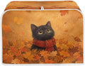 Black Cat Print Toaster Oven Dust Cover 2 Slice Maple Leaf Print Bread Maker Cover Decorative Small Kitchen Appliance Covers for Kitchen Counter