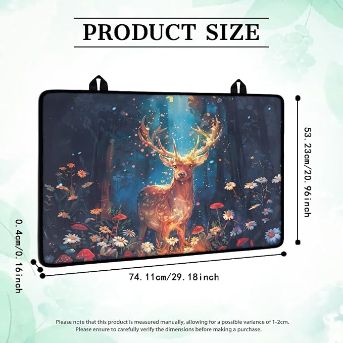 Reindeer Mushroom Daisy Flower Tree Print Electric Stove Top Cover Anti-Slip Stovetop Protector Pad 29.18 x 20.96 inch Glass Cooktop Cover Dish Drying Mat Range Covers for Friend