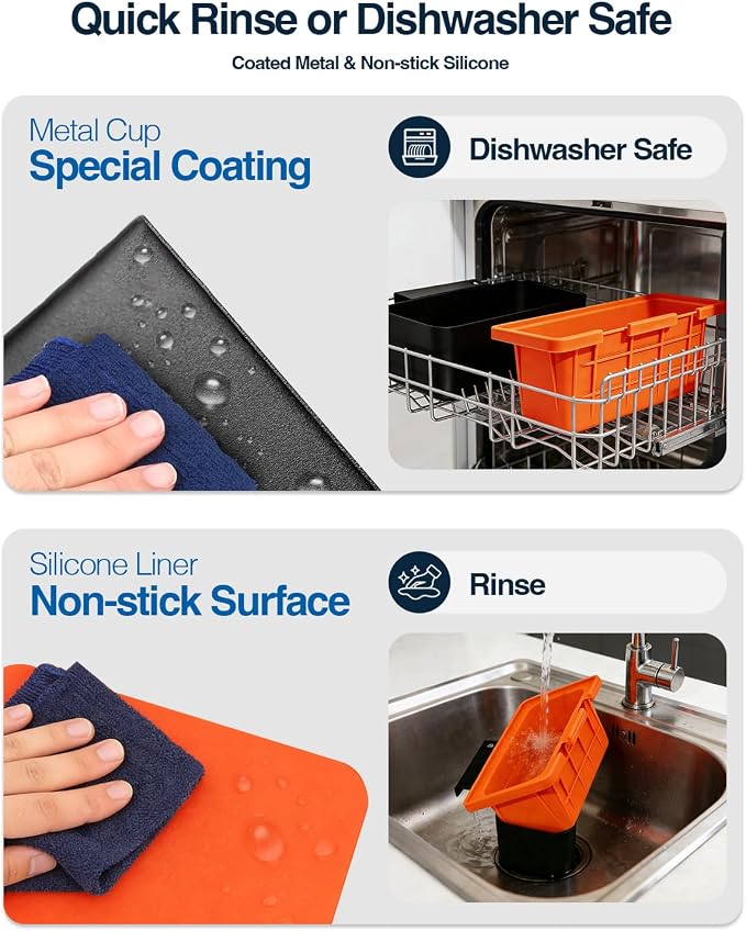 Drip Pan with Silicone Grease Cup Liners for Blackstone, Upgraded Silicone Grease Catcher, Reusable Grease Tray for 28" and 36" Blackstone Griddles