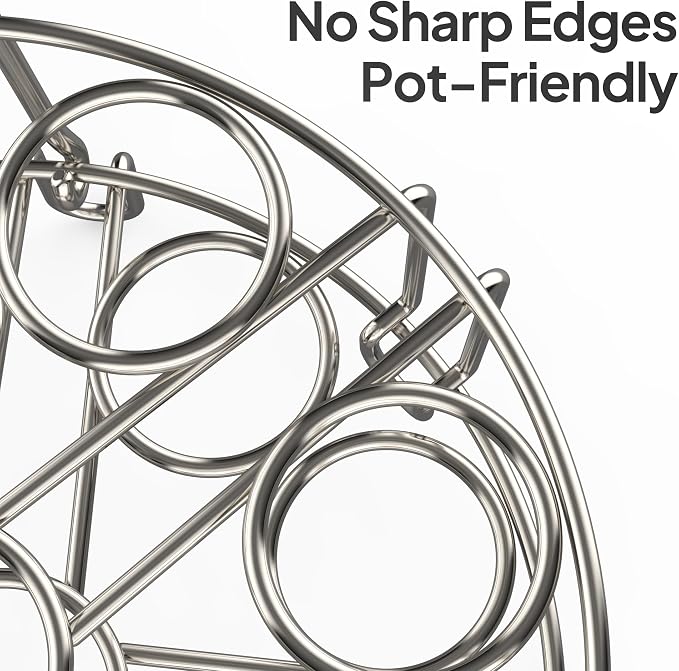 Stackable Egg Steamer Rack Holds 18 Eggs with Handles, Stainless Steel Instant Pot Trivet Fits 6qt/8qt Pressure Cooker, 2-in-1 with Skewers for Grilling