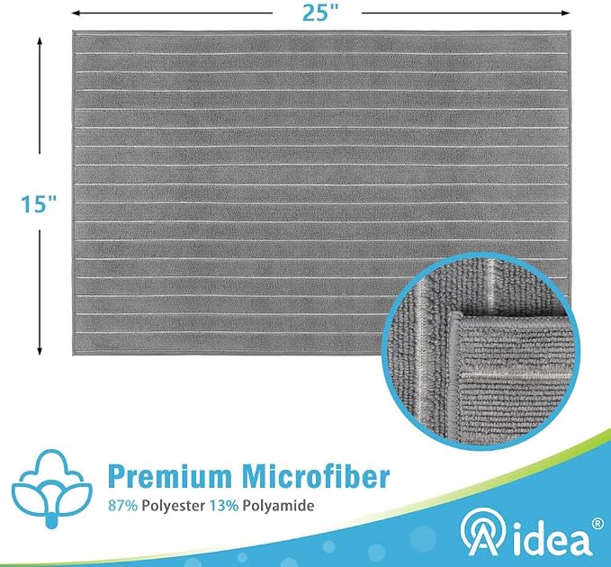 AIDEA Microfiber Kitchen Towels-8Pack, Microfiber Dish Towels, Soft Absorbent Dish Towels, Multi-Purpose Kitchen Dish Cloth for Home, Travel-Grey 15”x25”