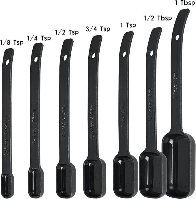 Measuring Cups and Spoons Set 15, Black Dry & Liquid Plastic Measuring Cups and Spoons, Metric & US 7 Measure Cups & 7 Measure Spoons for Kitchen & Baking