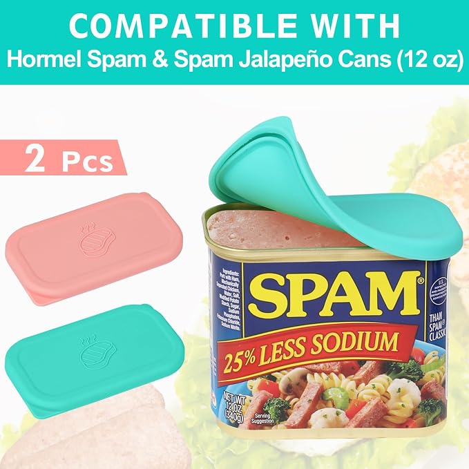 Silicone Can Lids for SPAM Canned Meat 12 oz, LFGB Platinum Silicone Can Covers for Food Storage, Freezer Dishwasher Safe, Set of 2