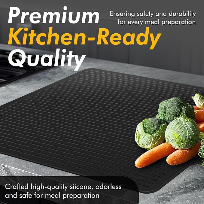 Stove Top Covers for Electric Stove (28”x20”), Silicone Stove Mat for Glass Top Stove, XL Stove Cover for Induction Cooktop, Induction Cooktop Protector, Dishwasher-Safe Drying Mat for Kitchen Counter