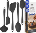 GIR 5-Piece Silicone Kitchen Utensils Set, Non-Toxic Cooking Utensils for Cooking and Baking, Heat Resistant, Food Grade, Dishwasher Safe Rubber Spatula, Ladle, Spoon - Charcoal