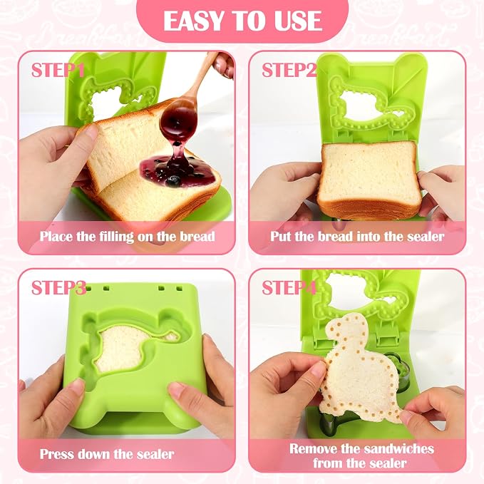 Vodolo 2PCS Sandwich Maker,Sandwich Cutters for Kids Lunch,Crustless Breakfast Sandwich Cutter and Sealer Set Great for Children Boys Girls Lunchbox and Bento Box for Autumn School Start Season