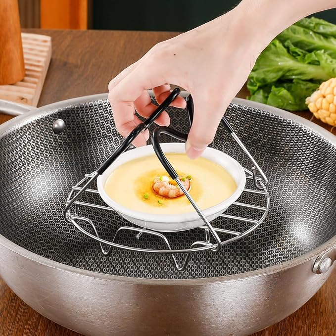 Steamer Rack Trivet with Handles for Instant Pot Pressure Cooker Accessories (Handle Without Silicone, for 6qt)