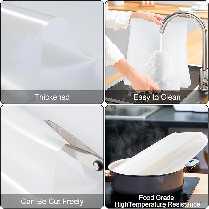 Silicone Protector Mat 47x24 Inch,White Translucent | 1.3mm silicone mat, heat resistant, non-slip & waterproof. Ideal for baking, painting, resin, welding and table protection.