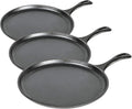 Lodge Round Seasoned Cast Iron Griddle 10.5 Inches - Round-Shaped, Pre-Seasoned Iron Griddle Pan - Non-Toxic, PFAS-Free Cookware - Compatible with Stovetop, Oven, Grill, or Campfire (Pack of 3)