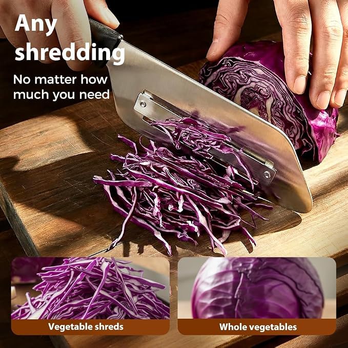 Cabbage Shredder and Cutter for Coleslaw, Manual Cabbage Slicer and Lettuce Shredder, Large Vegetable Mandoline Slicer Knife for Kitchen, Fast Shredding Tool (Red)