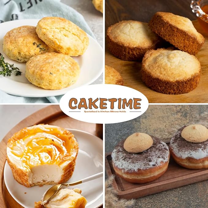CAKETIME Muffin Top Pan, Silicone Egg Molds for Breakfast Sandwiches 3 Inch Round Baking Pan for Oven English Muffins, Whoopie Pies, Corn Bread, Bites, Tarts 2 Pack Confetti