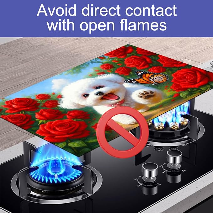 HOMETITUTE Rose Puppy Stove Top Cover 28x20 Heat Resistant Diatomite Mat