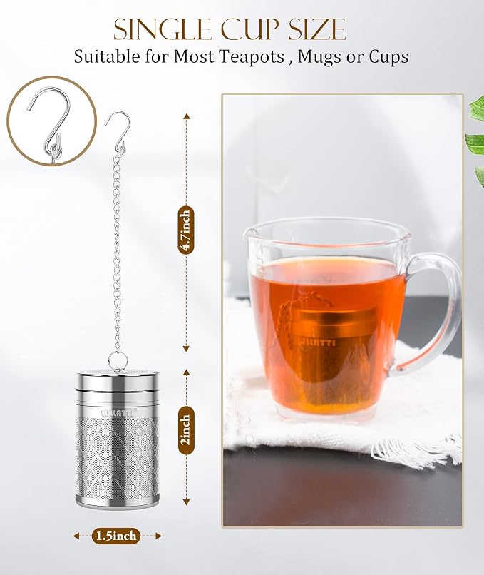 Tea Infusers for Loose Tea, 18/8 Stainless Steel Tea Strainer Set, Extra Fine Mesh Tea Steeper for Brew Tea, Spices & Seasoning | Ideal for loose leaf tea, fine mesh traps all sediment, and dishwasher-safe for easy clean.